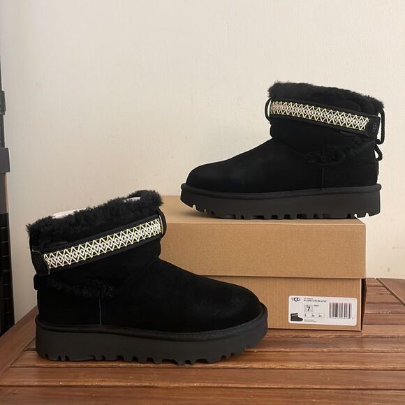 UGG Classic Ultra Mini Alpsey Boots Black USA Women Size 7/UK 5/EU 38 - Picture 4 of 15